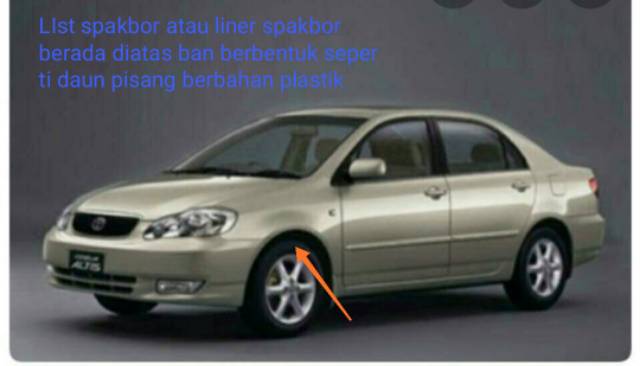 List spakbor liner fender altis 2001 sampai 2007