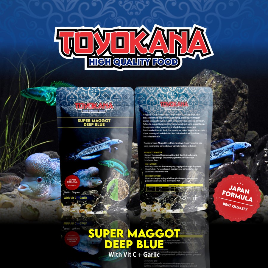 Maggot Kering Premium Channa Super Maggot Deep Blue Toyokana 50gr