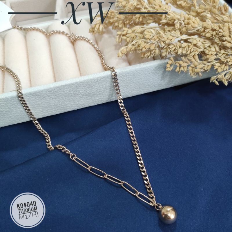 Kalung Titanium Bola Rantai Kombinasi K04041