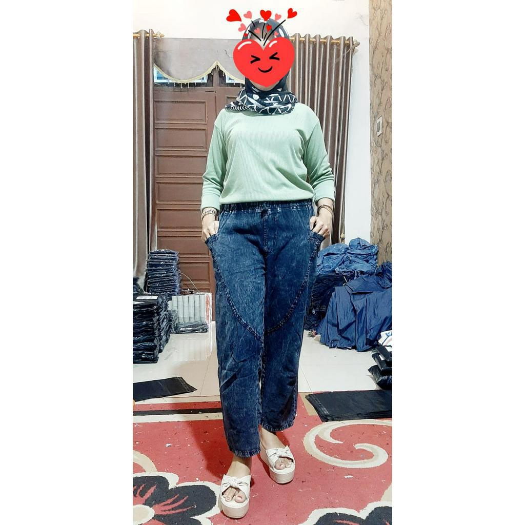 CELANA JEANS WANITA KEKINIAN BORDIR KOALA SELLA BAGGY PANTS KOREA