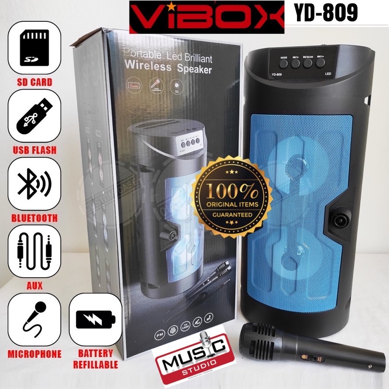 PROMO SPEAKER BLUETOOTH VIBOX YD809 BONUS MIC KARAOKE PRAKTIS SIMPAN DI BODY