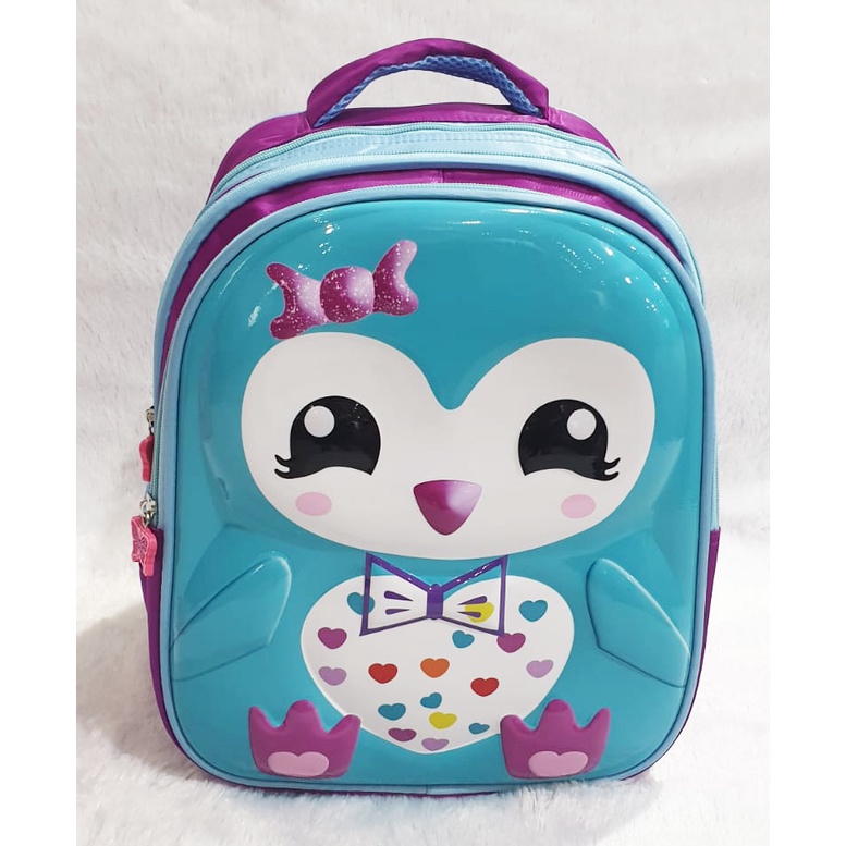 Tas Ransel Anak Sekolah TK Anak Perempuan Cantik Glossy Rambut Pirang Cetar Gogo Kumbang Kuda Putih Terbang TIMBUL 3Resleting IMPORT - 3013