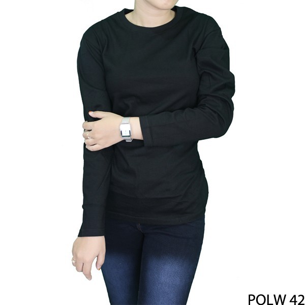 Kaos Panjang Polos Wanita - Oneck / Basic Tshirt Oneck 100% Cotton Combed - POL (COMB)