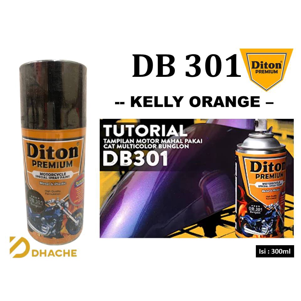 Cat Pilox DITON PREMIUM Kelly Orange DB 301 Warna Bunglon DB301 Bunglon Red 300ml