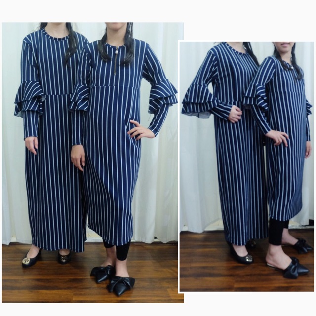 Gamis Couple Ibu Anak Busui Friendly Motif Garis Salur Shopee Indonesia