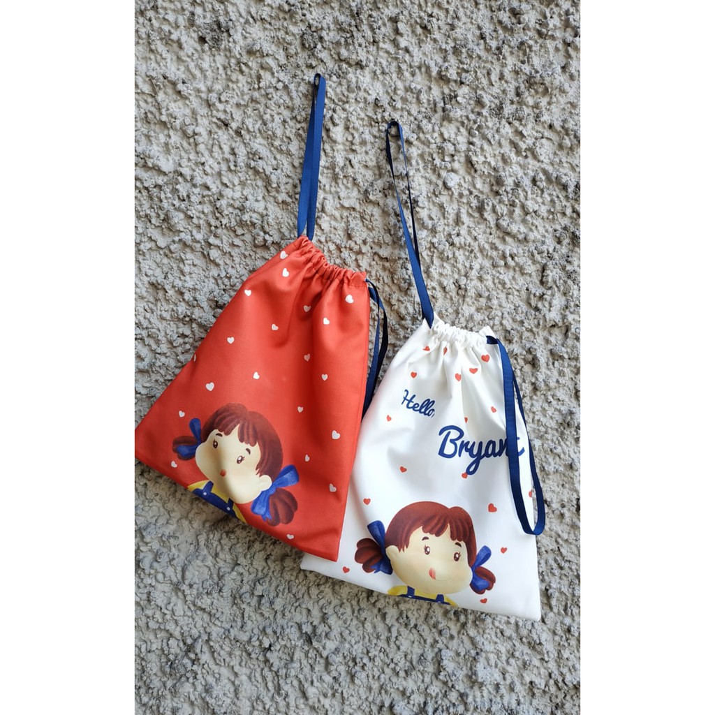 POUCH SERUT/POUCH DRAWSTRING KANVAS (BISA CUSTOM DESAIN) - MINIMAL ORDER 10 pcs