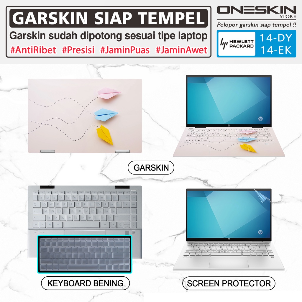 Garskin Sticker Laptop Pelindung Screen Keyboard Protector HP Pavilion x360 14-ek ek0113tu ek0114tu ek0115tu ek0116tu ek0117tu Full Body Silikon Doff