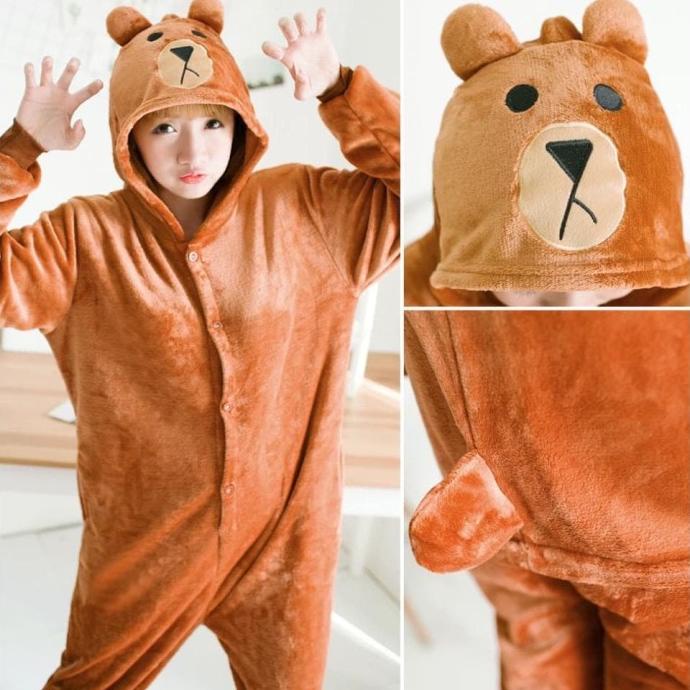 .........] KOSTUM ONESIE LINE BROWN BERUANG COKLAT COSPLAY DEWASA