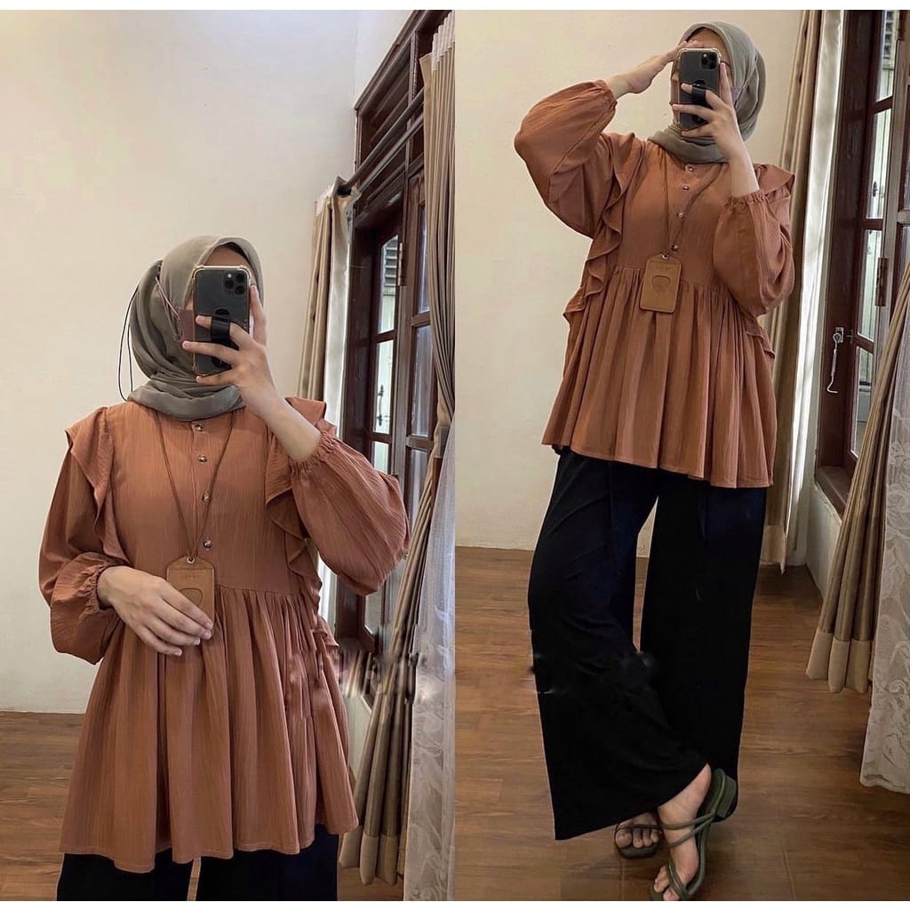 Salma Blouse Crincle Premium/ Atasan Crincle Murah/ Blouse Polos Rayon Crincle