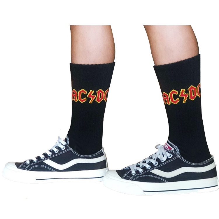 Kaos Kaki Band ACDC Socks Kaus Kaki Skate Old School Sekolah Gaul Keren Motif