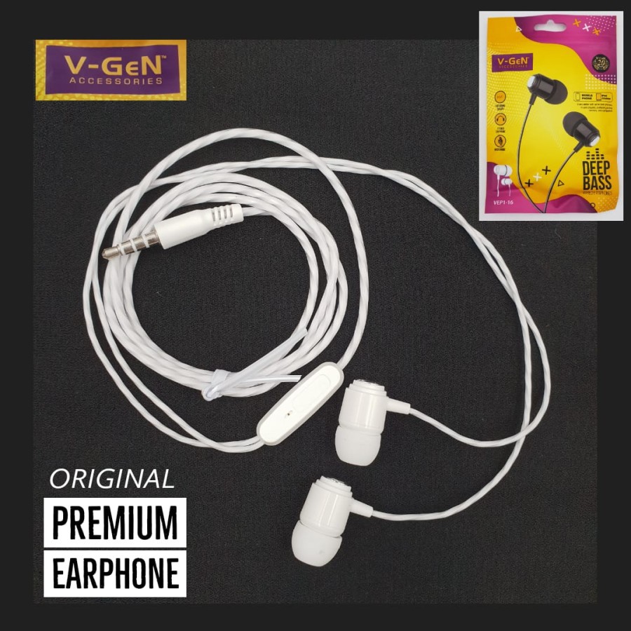 [COD] EARPHONE VGEN VEP1-16 WIRED HANDSFREE HEADSET ORIGINAL V-GEN