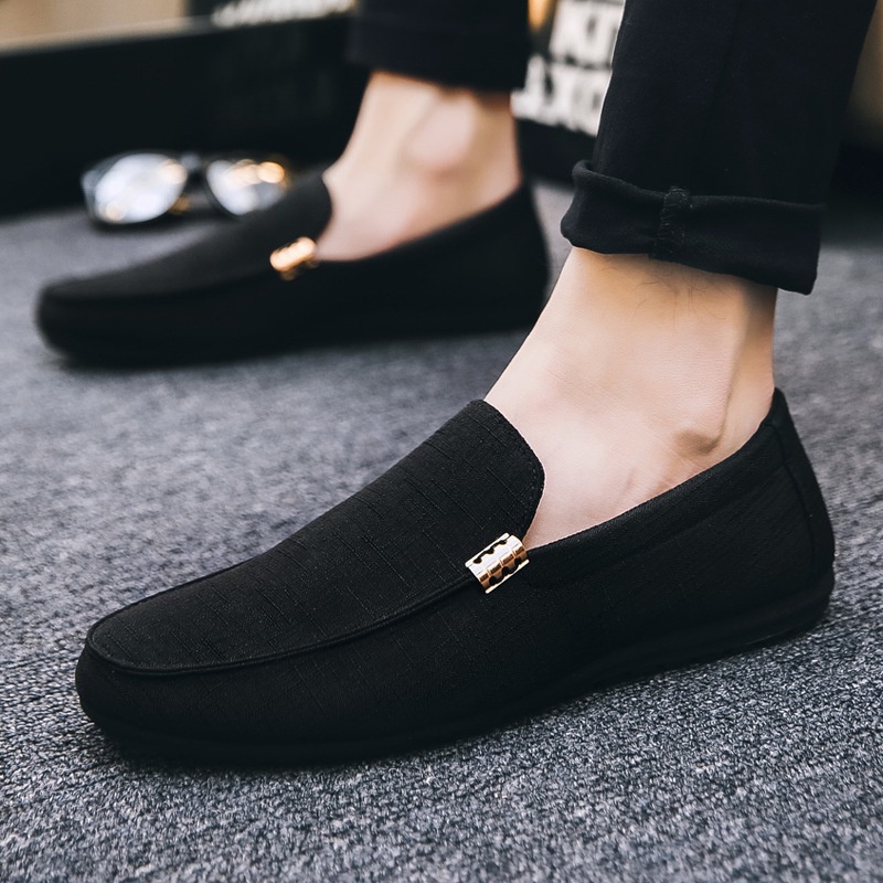 2021  Kain Sepatu Tods Sepatu Kasual Pria Korea Fashion Slip-On Lofter Bahan Kanvas-   sepatu Pria