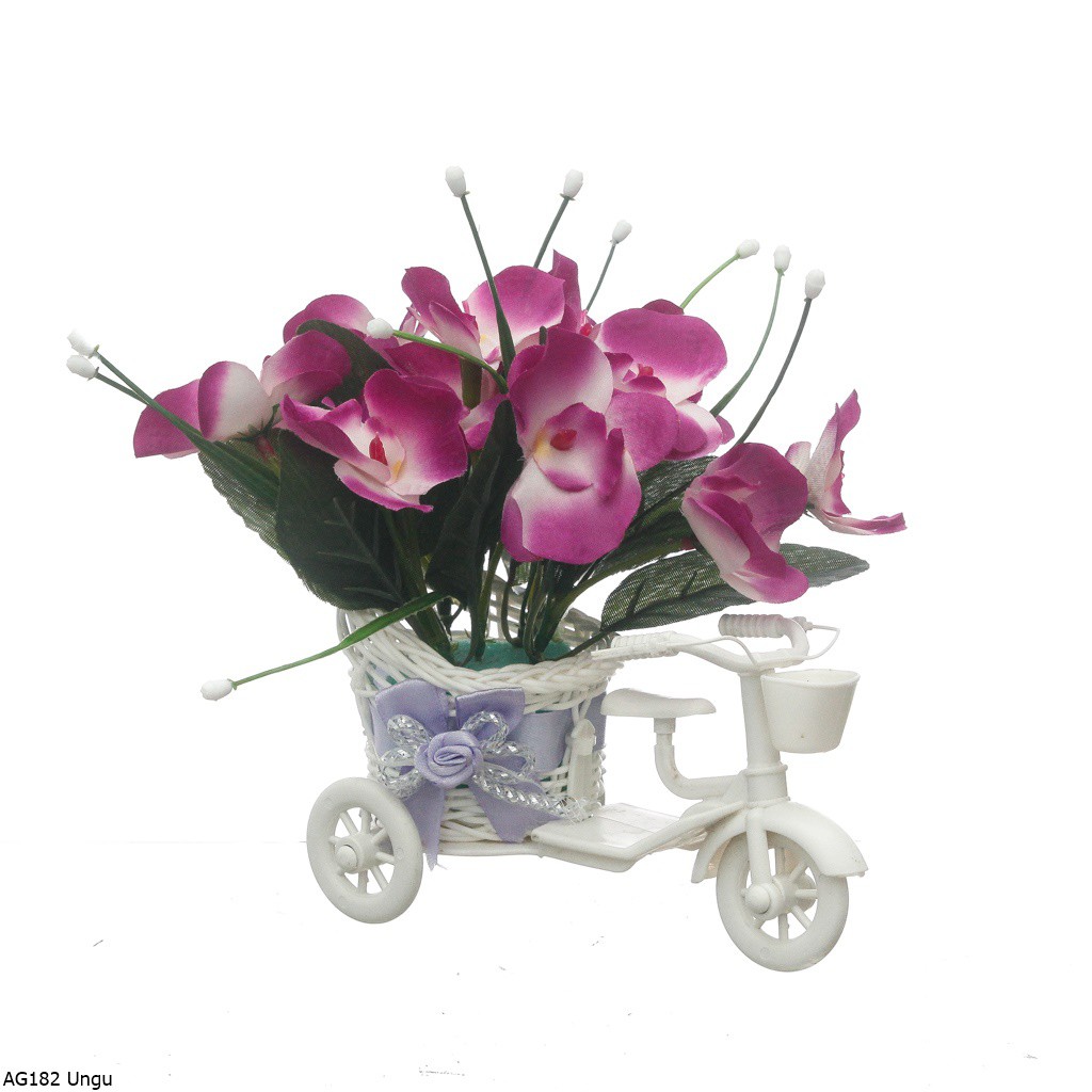 Bunga Plastik Anggrek Pot Sepeda AG18-Ungu