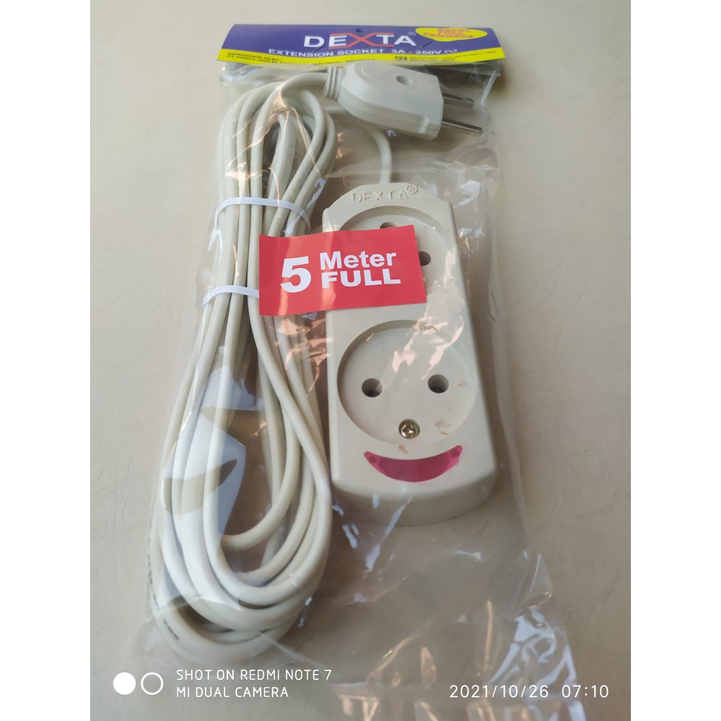 DEXTA Stop Kontak Gepeng 2 Lubang + kabel 5m Full