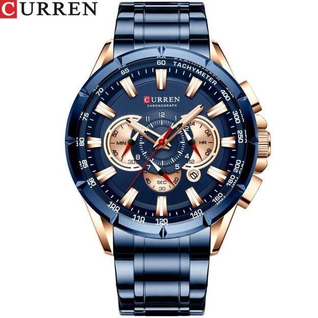 Jam Tangan Pria CURREN 8363 Date Chronograph Aktif Stainless BIRU ROSE