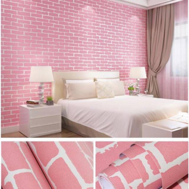 Wallpaper Dinding Batu Bata Pink Shopee Indonesia