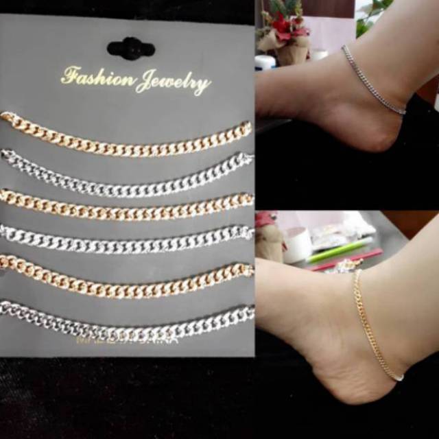 GELANG KAKI DEWASA SISIK NAGA TITANIUM 4mm