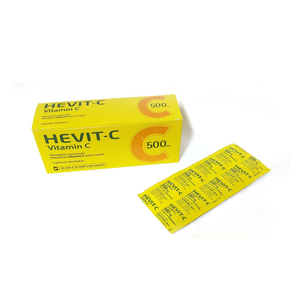 1 Strip 10 Tablet Hevit C Vitamin C 500mg Murah Multivitamin dan Suplemen Kesehatan