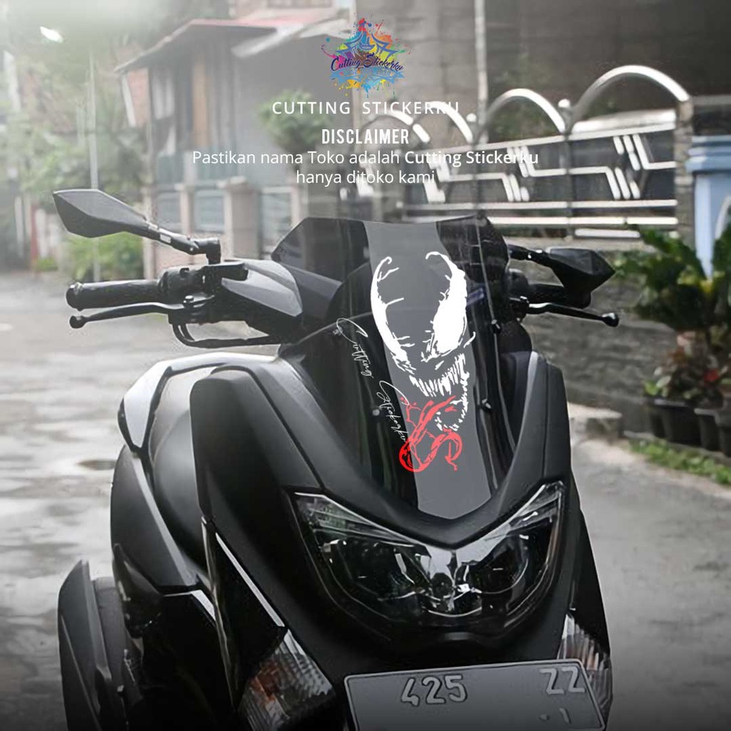 Cutting Stiker Venom Hardcore Marvel Variasi Motor Mobil Sticker Timbul Keren Nyala Dasbor Spakbor Visor Body Kaca Helm Laptop Hologram Reflective Tahan Air Bodi Samping Nama Scoopy Vario Beat NMAX PCX Vespa Aesthetic Pickup Anime Windshield Kustom Modif