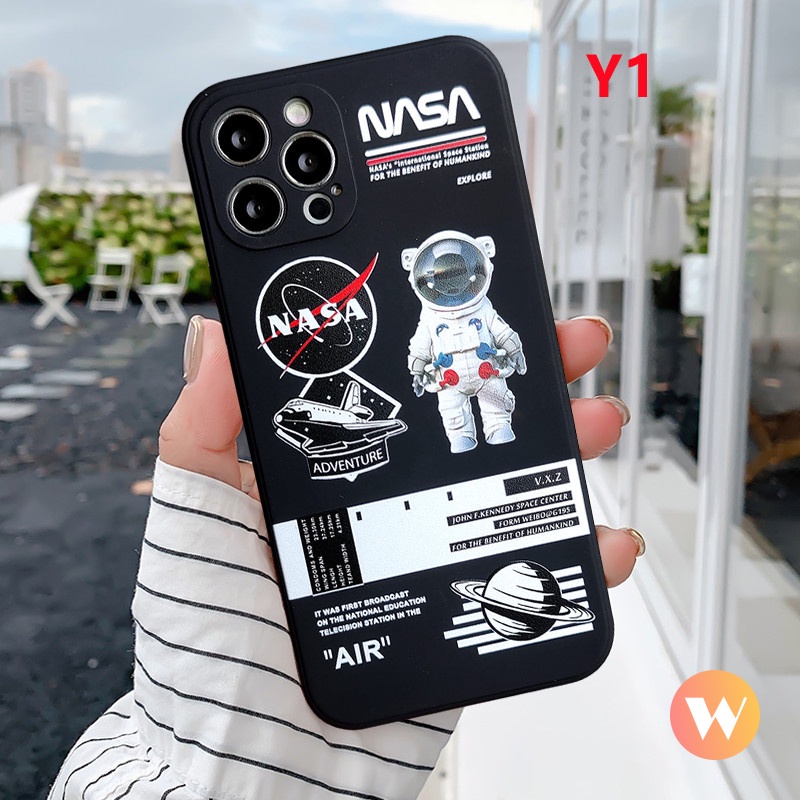 Soft Case Tpu Motif NASA Astronot Untuk iPhone XR X XS max 11 12 13 pro max 6 6s 7 8 plus SE 2020