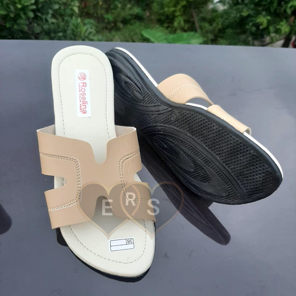 TOKOERS SDPD04 Sepatu Sandal Wanita Perempuan Model Teplek - Kulit Sinthesis