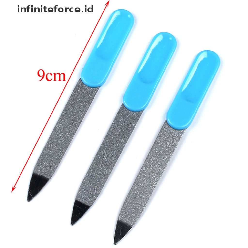 2 Pcs Alat Kikir Kuku Dua Sisi Bahan stainless steel metal Untuk manicure pedicure