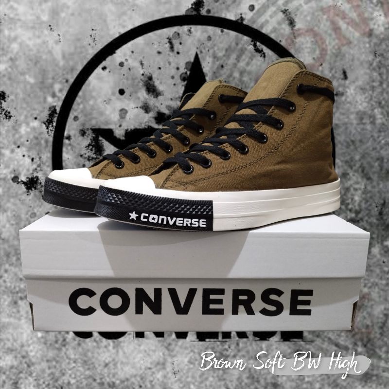 Sepatu sneakers converse pria casual boots tinggi sekolah kerja hitam