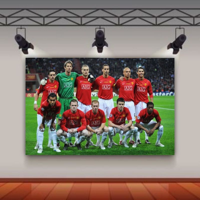 Poster dinding skuad Manchester united 2008 size A3+