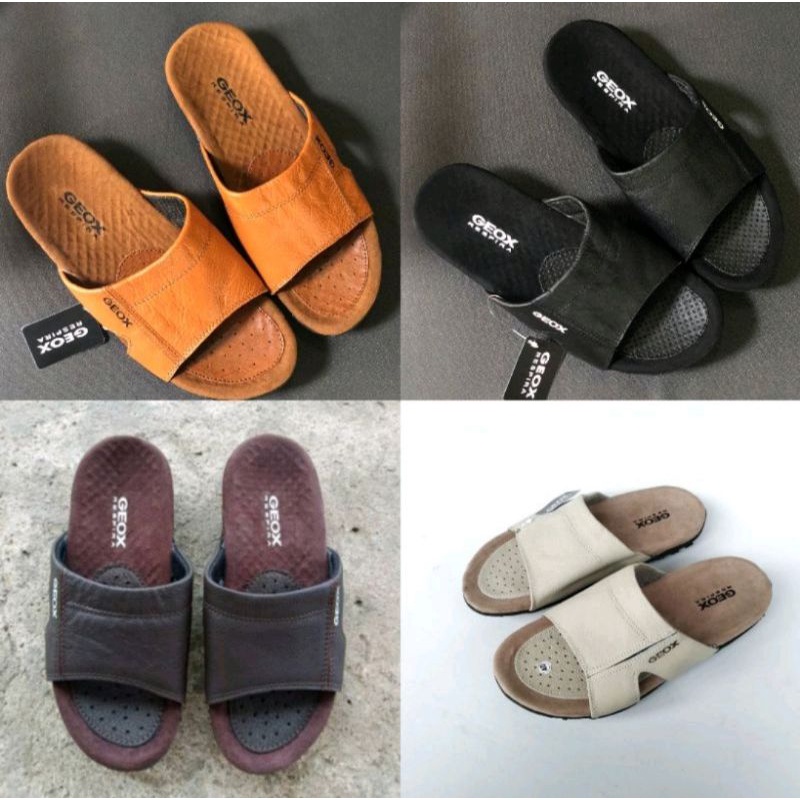 sendal pria sendal geox sendal slide bahan kulit original