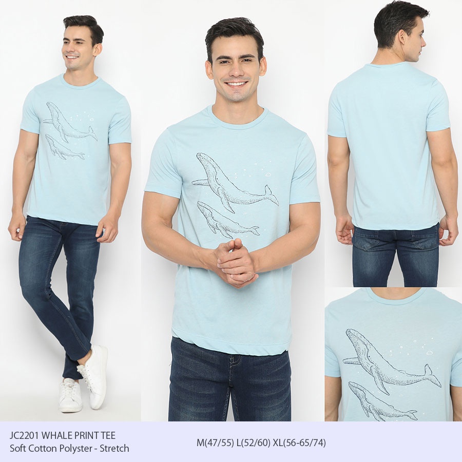 JCREW 2201 WHALE PRINT TEE Baju Atasan Kaos Branded