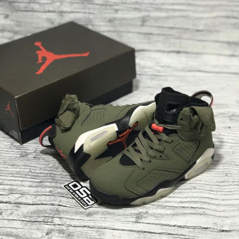 Nike air jordan 6x travis scott cactus jack. medium olive