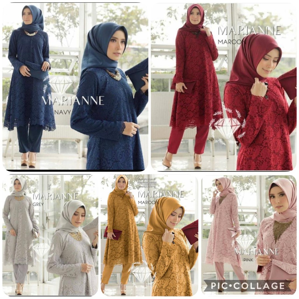  ADA RealPict SETELAN MARIANE TUNIK BRUKAT CELANA  KULOT  