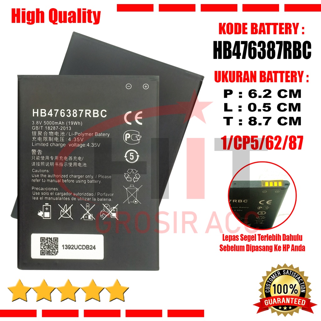 Baterai Battery Huawei Honor 3X G750 / HB476387RBC