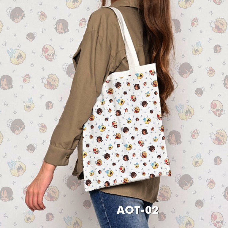 TOTE BAG BLACU MOTIF - ATTACK ON TITAN