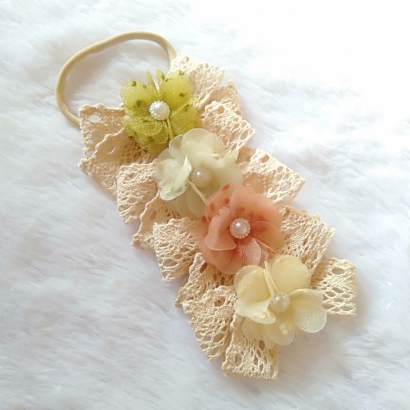 bandana bayi renda bunga headband bayi