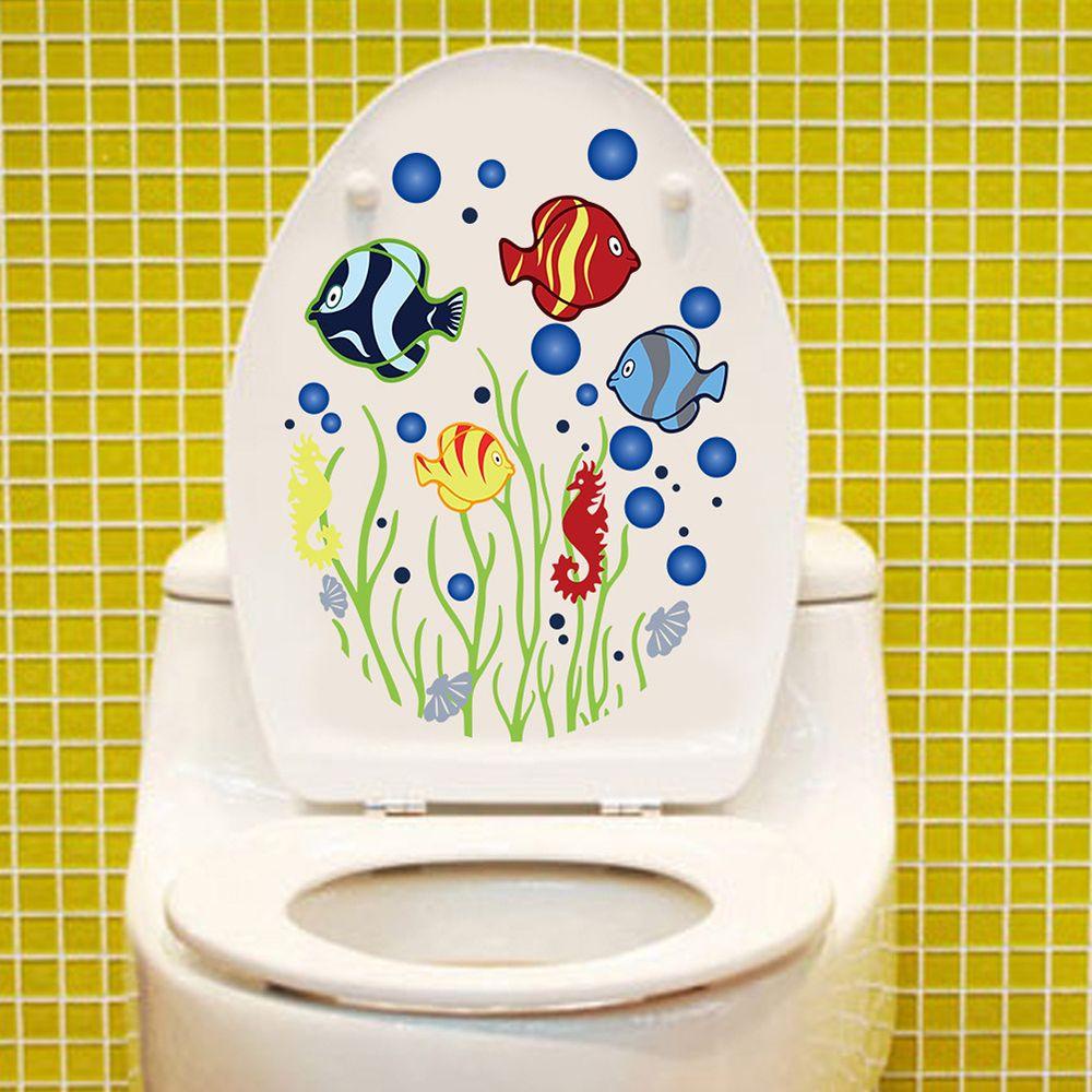 Preva Toilet Stiker Toilet 3D Mural Art Kamar Mandi Commode Ornamen Dunia Bawah Laut