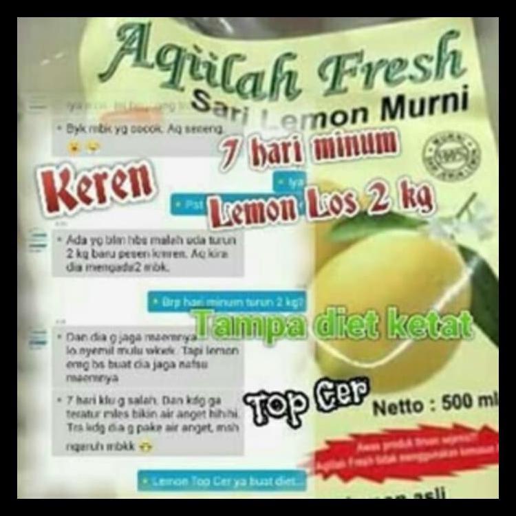 

BAYAR DI TEMPAT AQIILAH FRESH SARI LEMON 500ML KODE 225