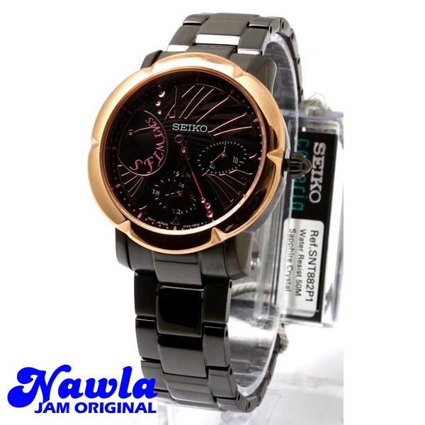 Seiko Ladies Criteria SNT882P1 Black Rose Gold - Jam Tangan Wanita SNT882