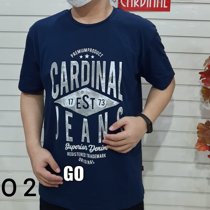 BB KJO2 CARDINAL JEANS KAOS T-Shirt Cowok Baju Cowok Lengan Pendek Bermotif