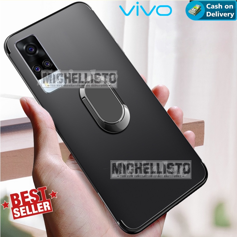 Case Vivo Y51 Y51A Y53s Slim RIng standing magnetic black edition casing silicone cover soft case