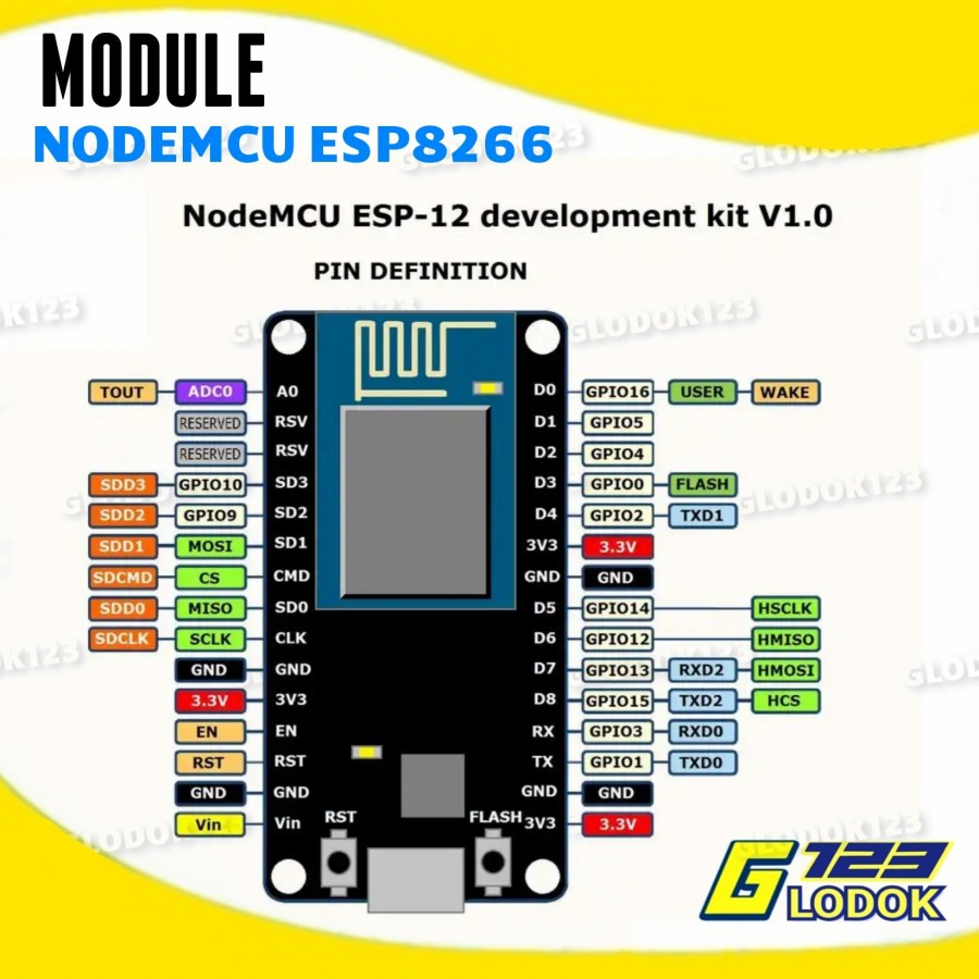 NodeMcu LUA Wifi V3 4mb 32Mbits CH340 Flash ESP8266 ESP12 Board Module