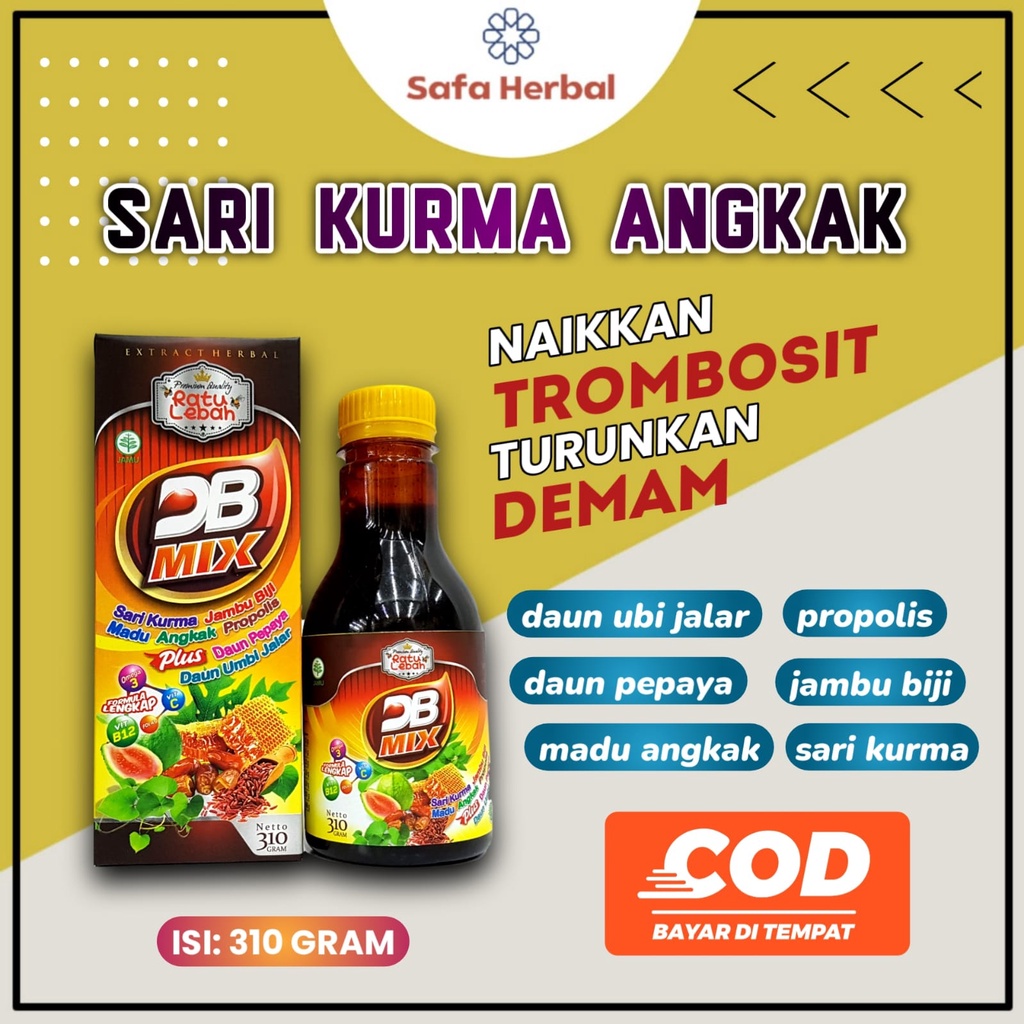 Sari Kurma Madu Angkak Propolis DB MIX 310 GR Menaikkan Trombosit Obat DBD AMPUH Original Asli