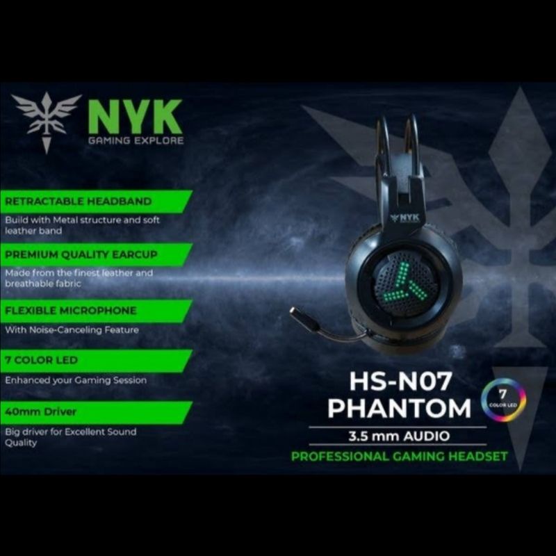 NYK HS07 Headset Gaming Phantom Gaming Headphone NYK Phantom N 07