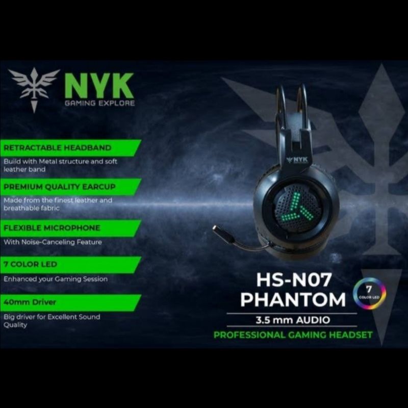 NYK HS07 Headset Gaming Phantom Gaming Headphone NYK Phantom N 07