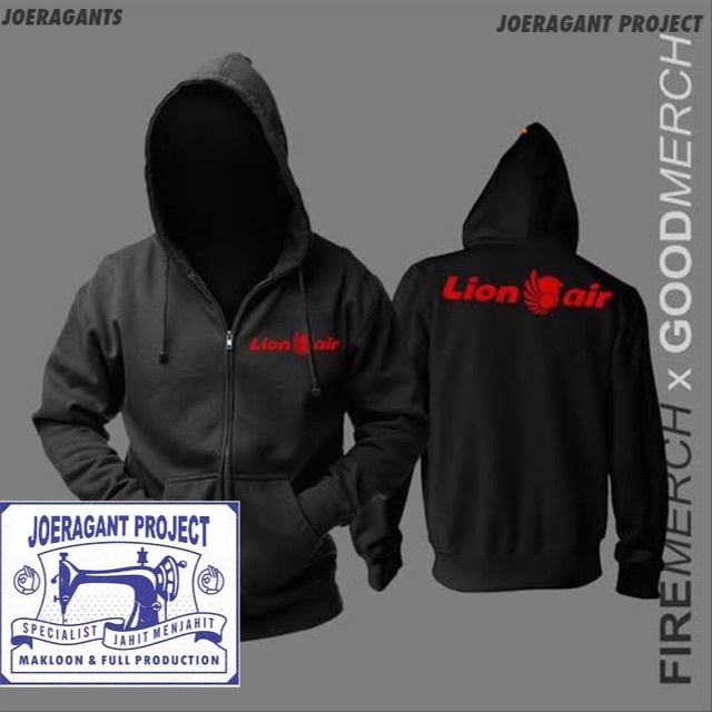 JAKET HOODIE LION AIR ZIPPER SWEATER PESAWAT PENERBANGAN AVIASI LION GROUP FASHION joeragants
