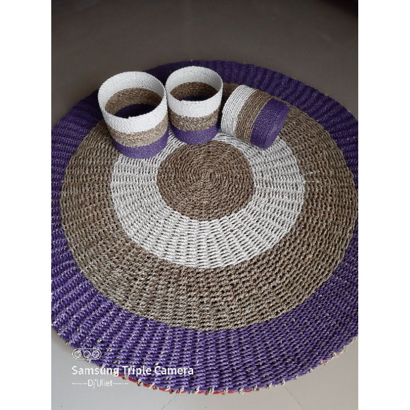 RUG BULAT  SEAGRASS UK 100-120cm// FLOOR MAT // RUG ANYAMAN // KARPET ANYAMAN SEAGRASS