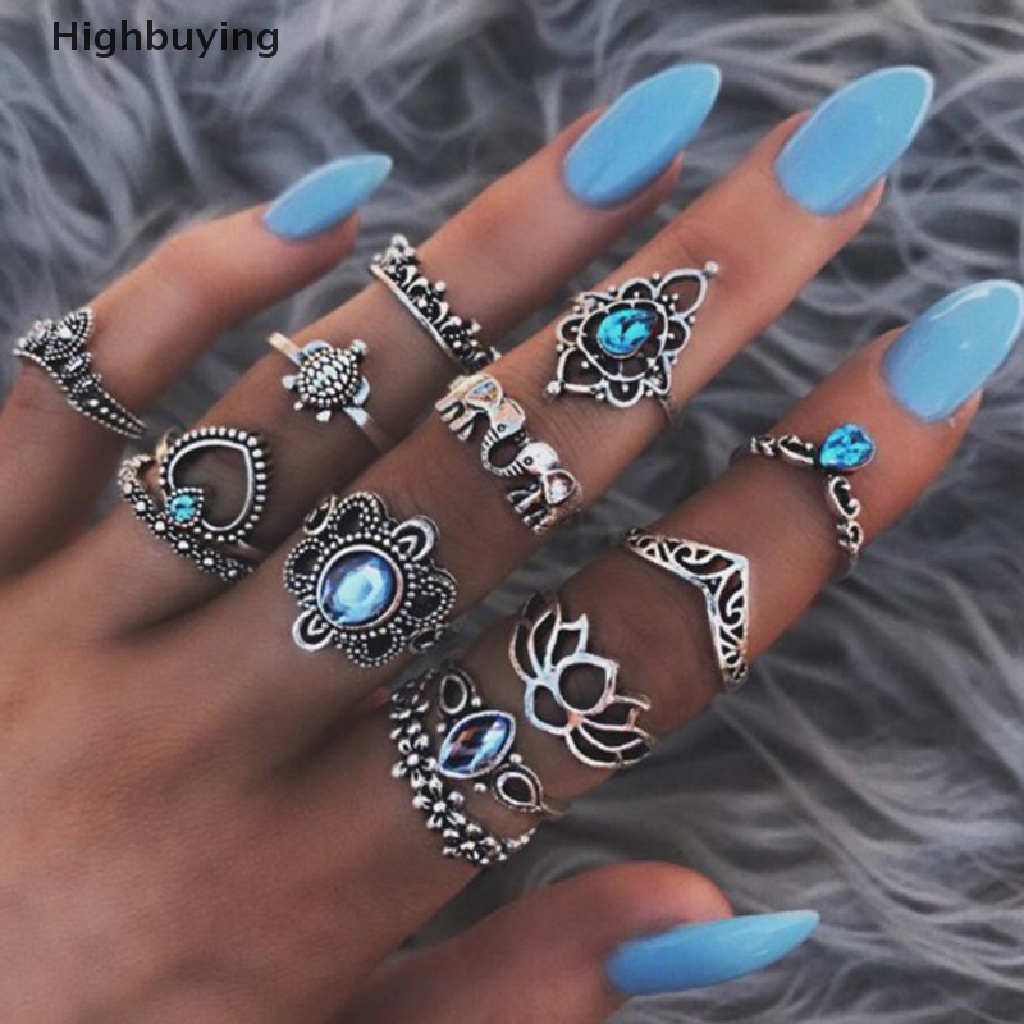 Hbid 13pcs / Set Cincin Aneka Desain Gaya Punk Untuk Wanita