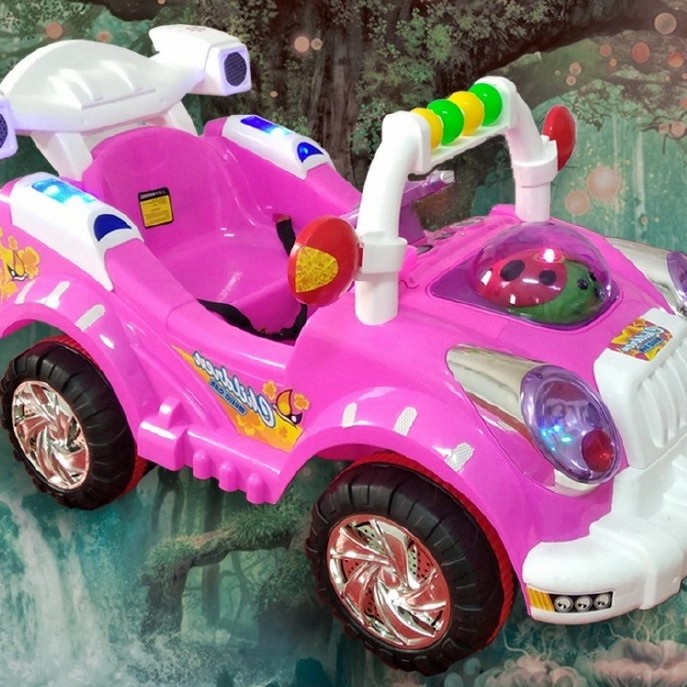 Mobil Aki Sedan MVP Tinkerbell pink 6v Anak Remote Antene Anak Edukasi