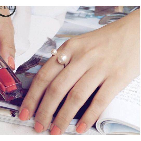 Cincin Ring Adjustable Hias Mutiara Imitasi Untuk Wanita Adjustable Finger Ring Cincin Aksesoris