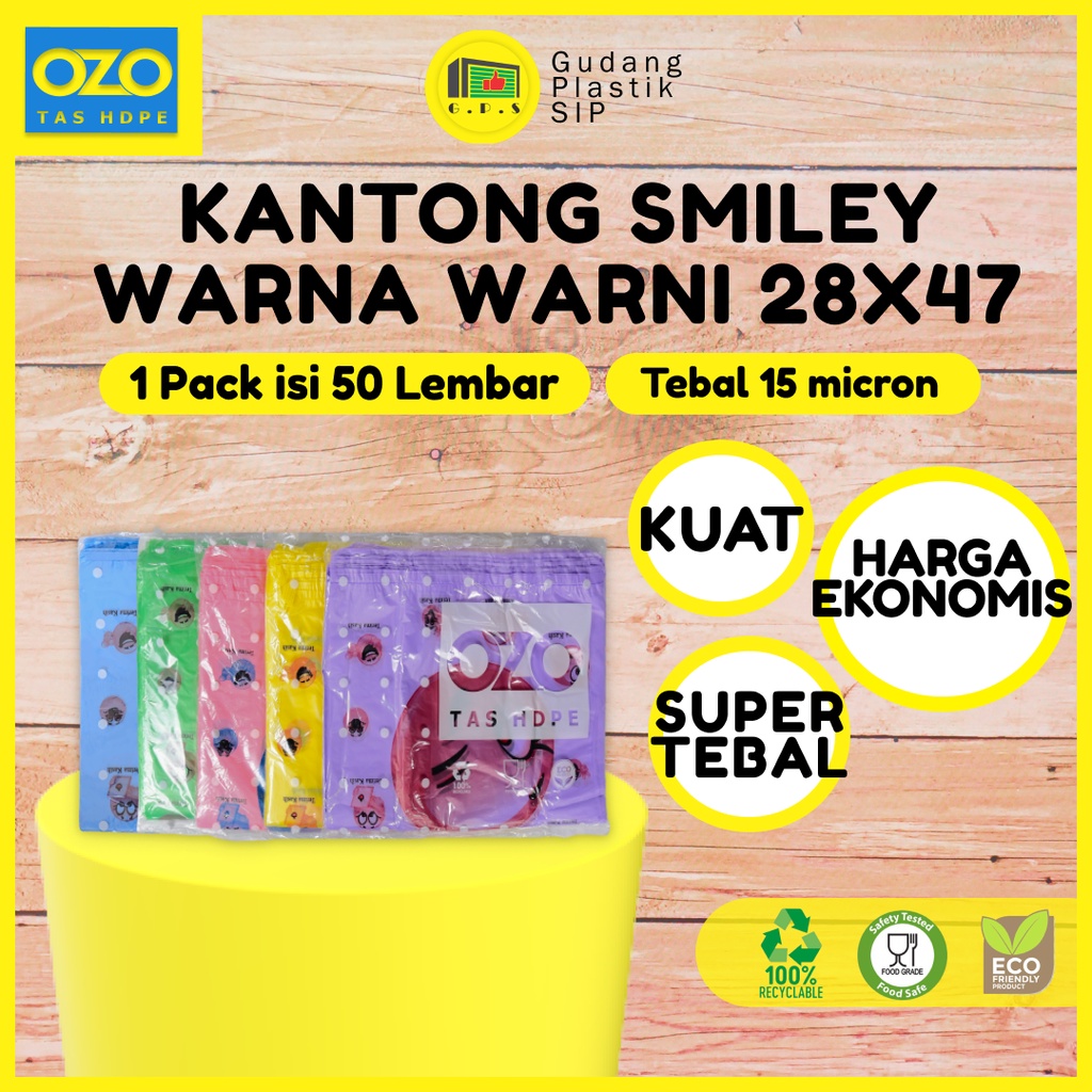 Kantong Plastik Kresek Warna-Warni Tebal  Terima Kasih Smile  UK 28x47 HDPE